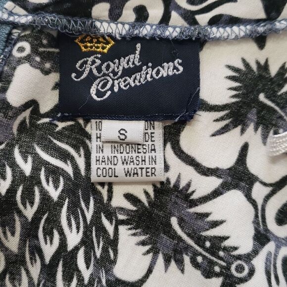 Royal Creations Hibiscus Gray/White Summer Midi Dress SMALL - Picture 9 of 13